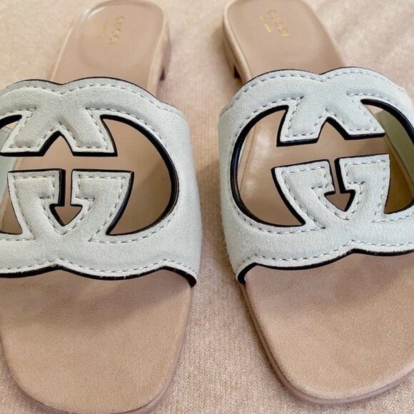 NWT Gucci Sandal Slides in Salvy Green Suede - Size EU 37.5 / US 7.5 - Picture 2 of 16